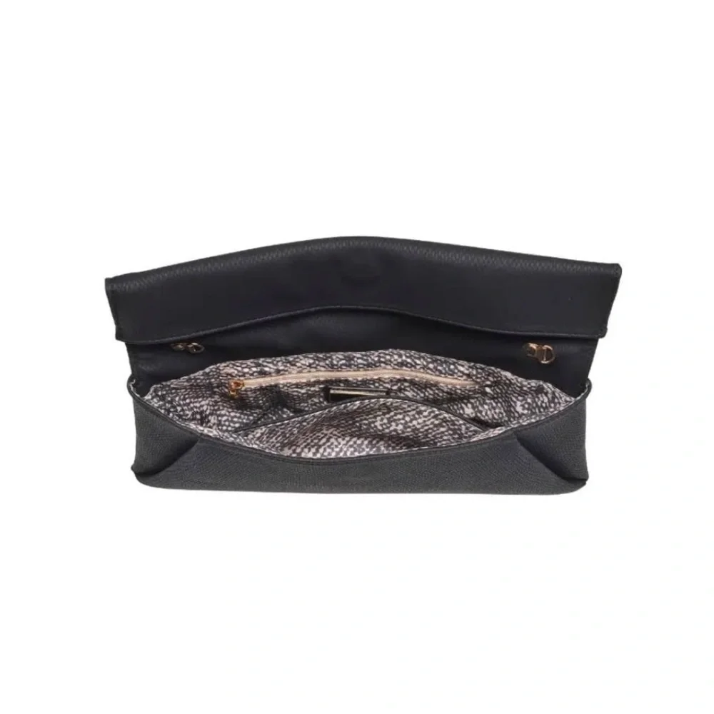 Elegant Black Clutch with Gold Chain